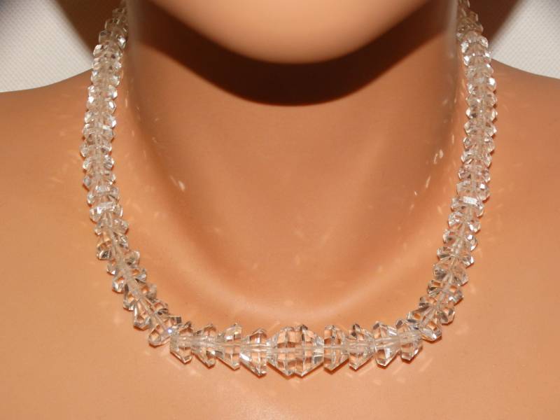 Echte Faceted Rock Crystal Halskette von TreasureHuntingSpot