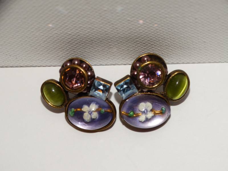 Kupfer/ Messing Incase Blumen Clip On Kostüm Ohrringe von TreasureHuntingSpot
