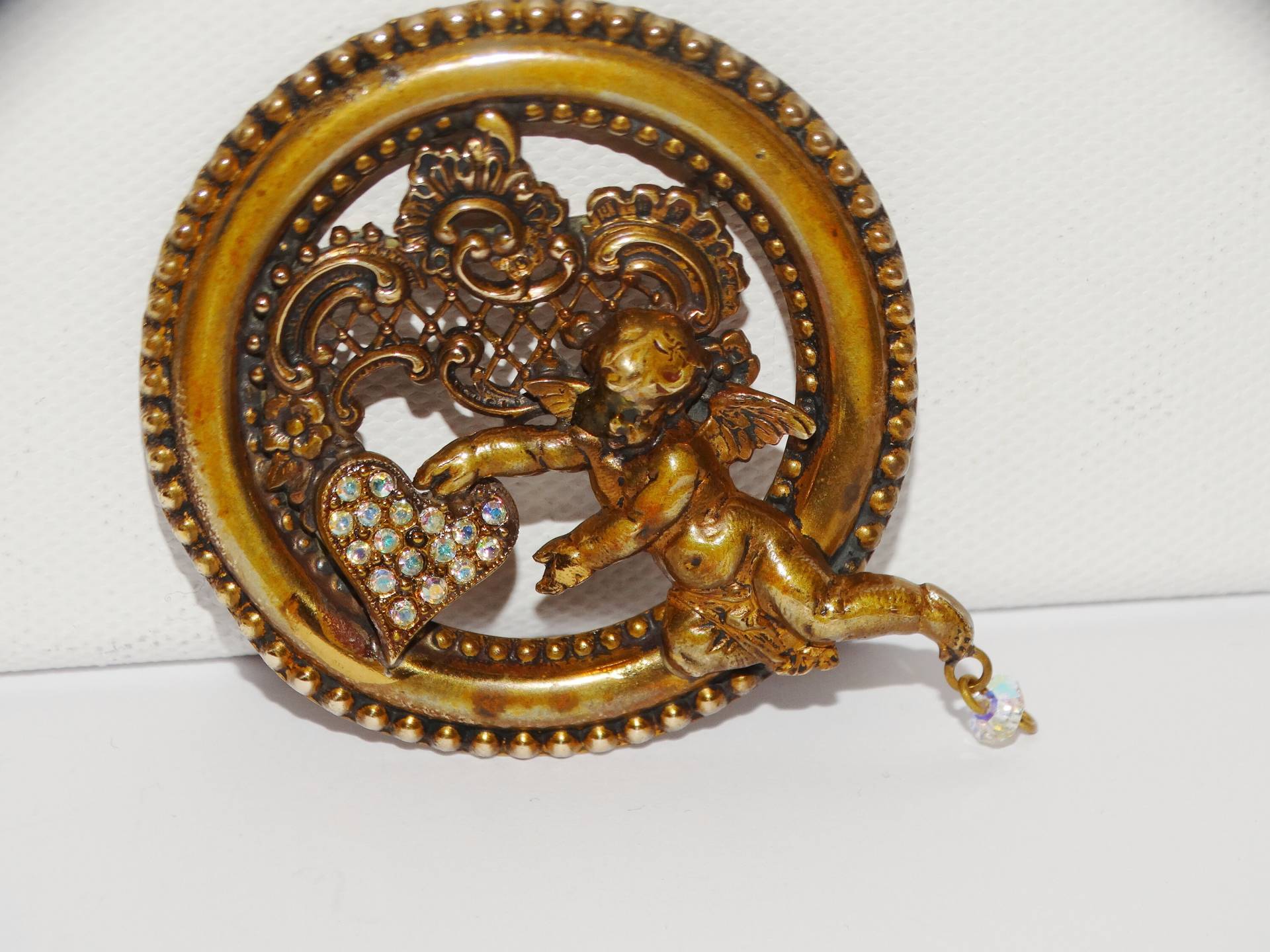 Messing Herz Und Engel Groß 2 1/4 "x 2" Mit 14 Gramm Brosche von TreasureHuntingSpot