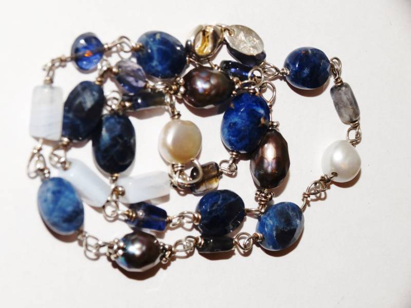 Silpada Sterling Silber Lapis Lazuli Weiße Perle 17" Halskette von TreasureHuntingSpot