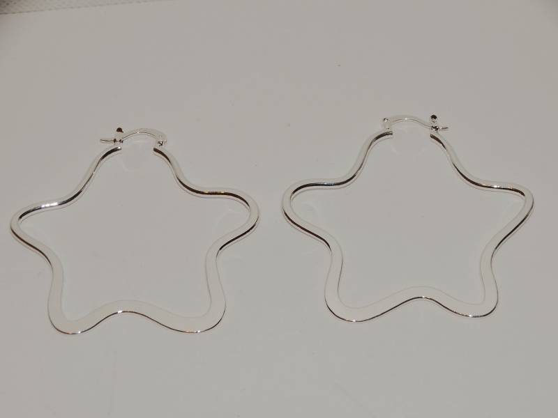Sterling Silber 10 Gramm 2 "Zoll Durchmesser Hoop Stern Ohrringe von TreasureHuntingSpot