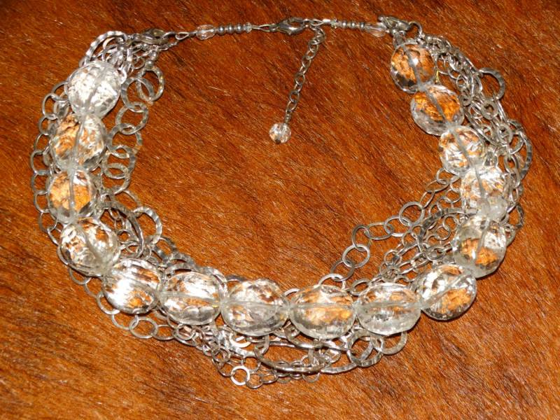 Sterling Silber 110 Gramm Echte Facettierten Rock Kristall Quarz Stein Halskette von TreasureHuntingSpot