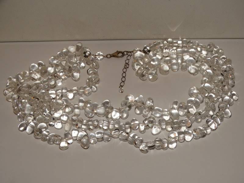 Sterling Silber 3 Stränge Echtes Rock Cystal Halskette von TreasureHuntingSpot