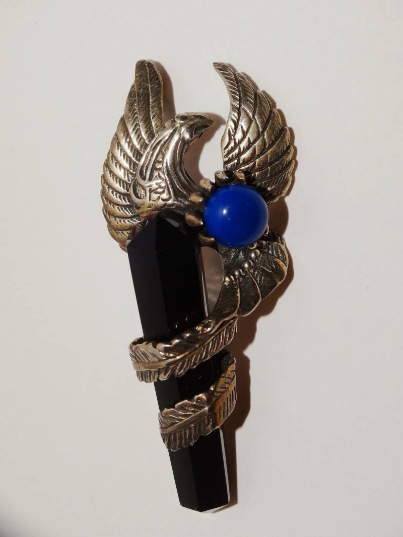 Sterling Silber Adler Lge Onyx Quarz Prong Set Lapis Lazuli Stein Anhänger von TreasureHuntingSpot