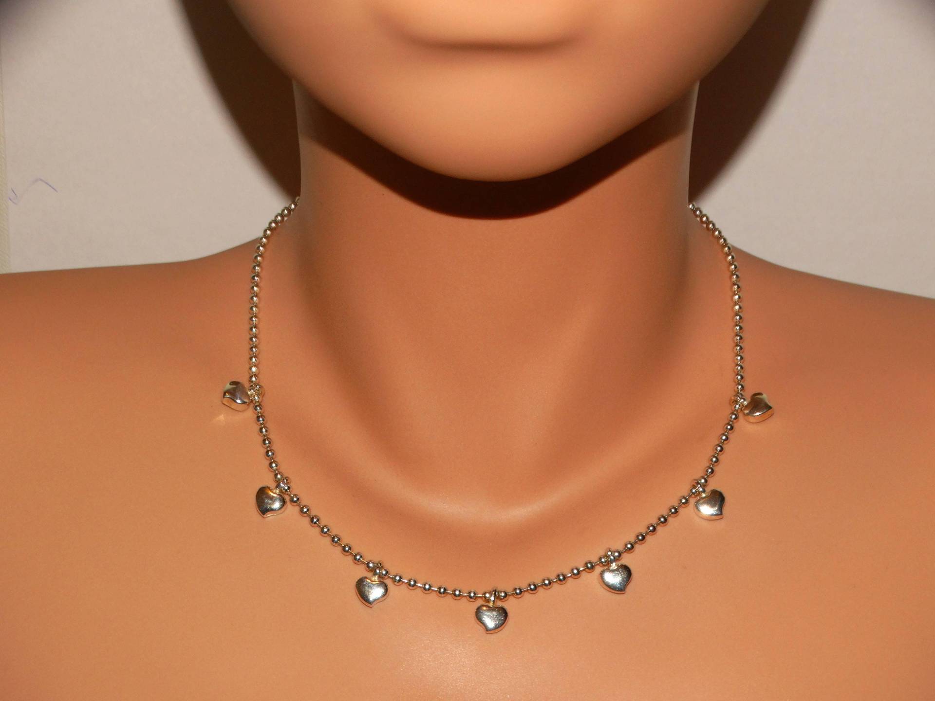 Sterling Silber Designer Signiert Chocker Herz Station Halskette von TreasureHuntingSpot