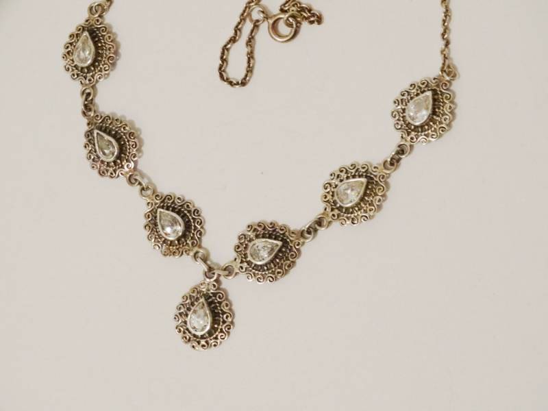 Sterling Silber Echte Kristall Stein Filigrane Halskette von TreasureHuntingSpot