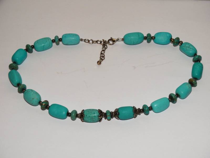 Sterling Silber Echte Türkis Stein Halskette von TreasureHuntingSpot