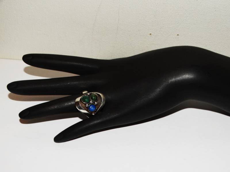 Sterling Silber Gestempelter Echter Smaragd, Grüner Chrysopras Und Iolith Steine Ring von TreasureHuntingSpot
