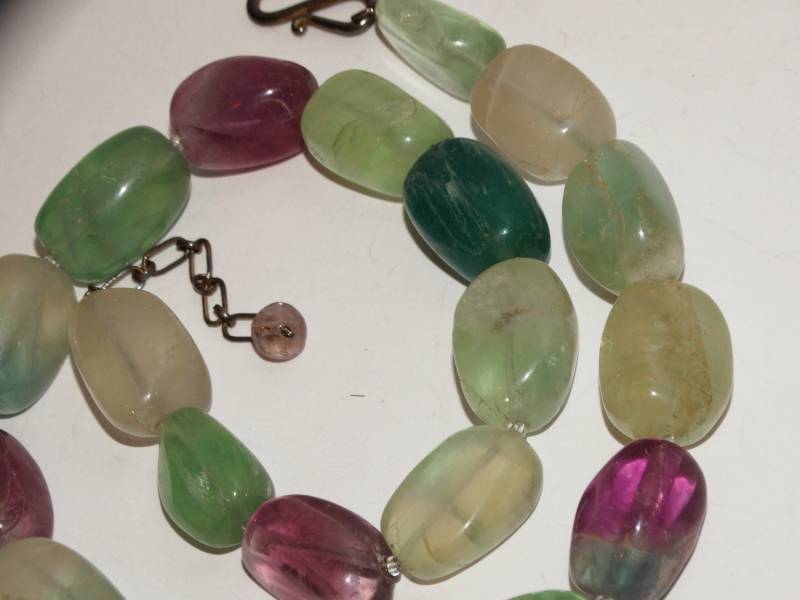 Sterling Silber Multicolor Echte Fluorit Steine Halskette von TreasureHuntingSpot
