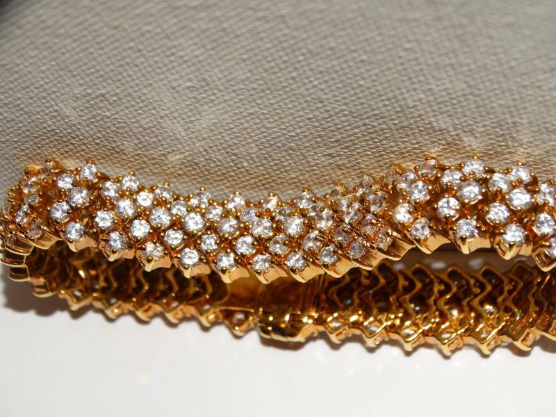 Sterling Silber Vergoldetes Wooben Armband Mit 3D Cz Steinen von TreasureHuntingSpot