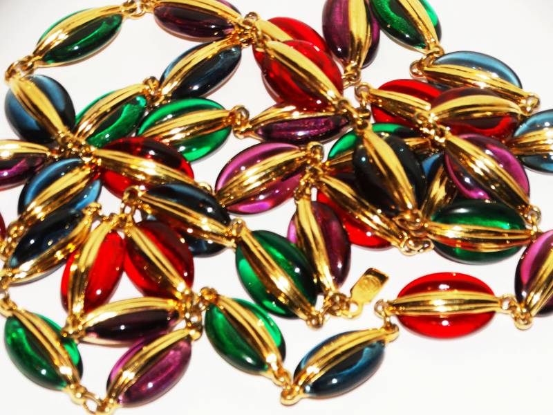 Swarovski Rare Swan Logo Signierte Multicolor 33" Inch Halskette von TreasureHuntingSpot