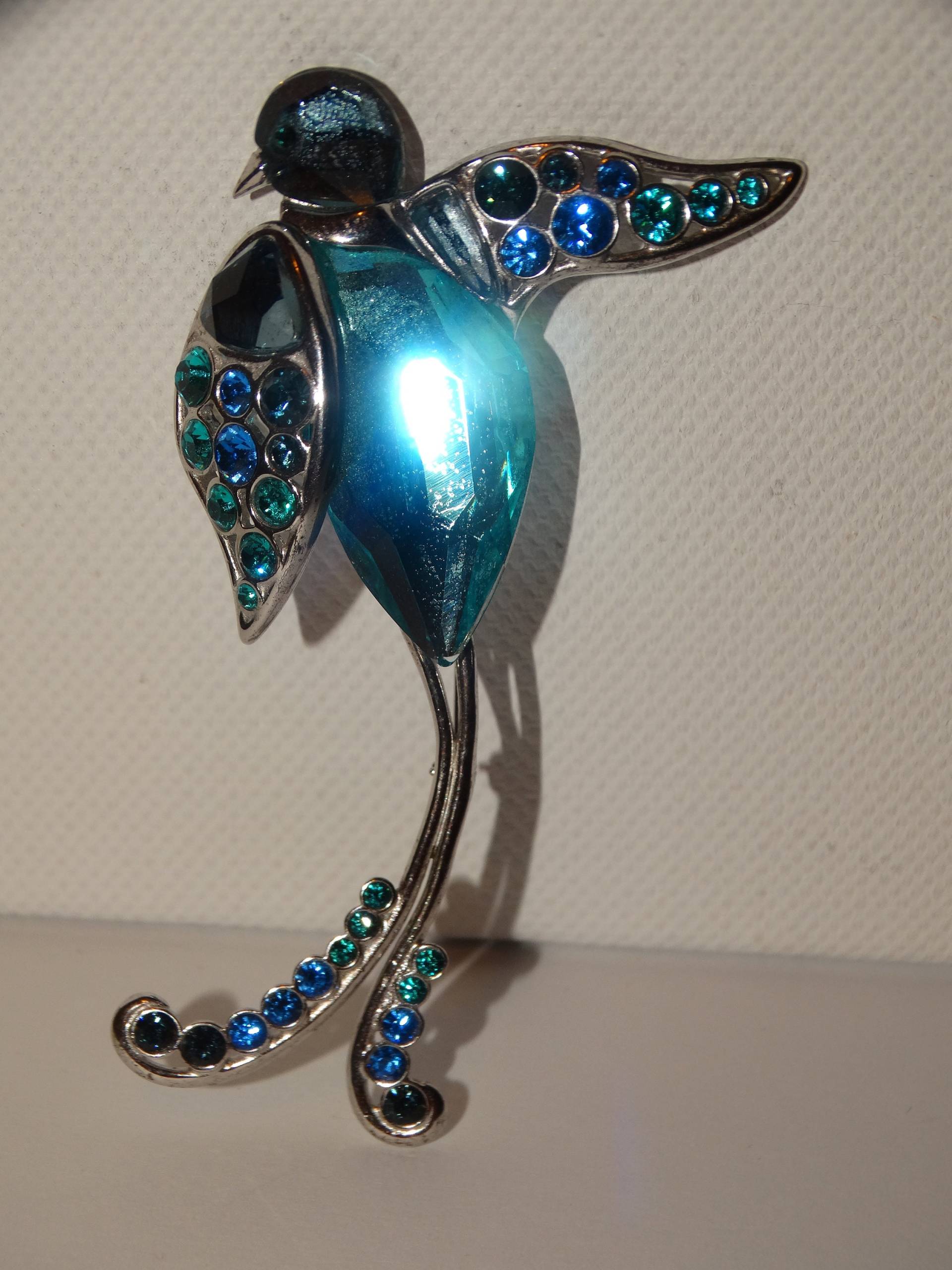 Swarovski Sterling Silber Signiert Blue Bird Brosche Swarovski Sterling Silber Signiert Blue Bird Brosche von TreasureHuntingSpot