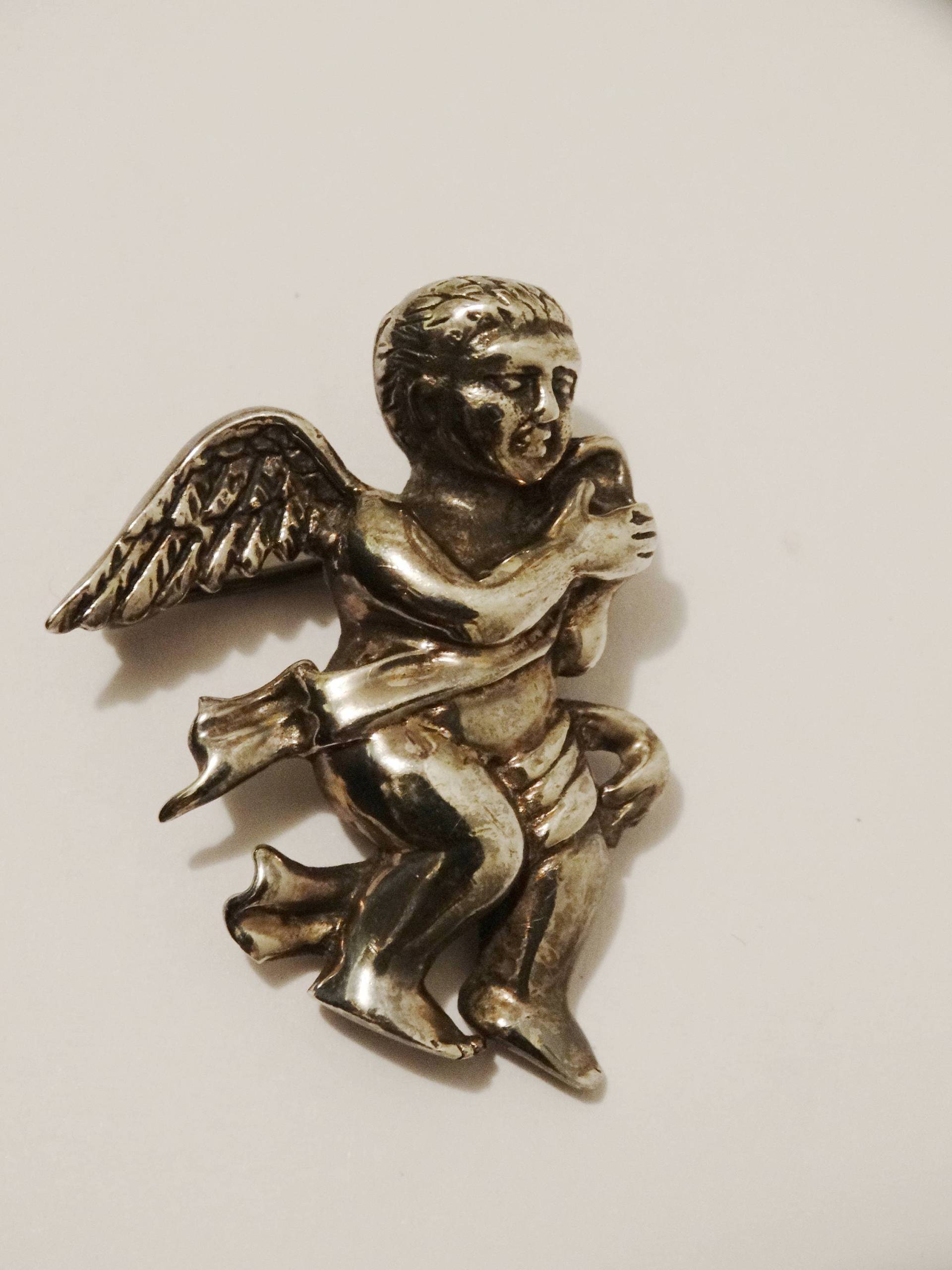 Vintage Sterling Silber Nicht Gestempelt Engel Brosche/Anhänger Vintage Sterling Silber Nicht Gestempelt Engel Brosche/Anhänger von TreasureHuntingSpot