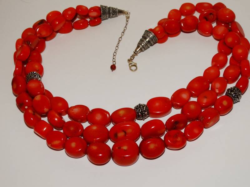 Wunderschöne Sterling Silber Echte Koralle 18, 5 "Halskette von TreasureHuntingSpot