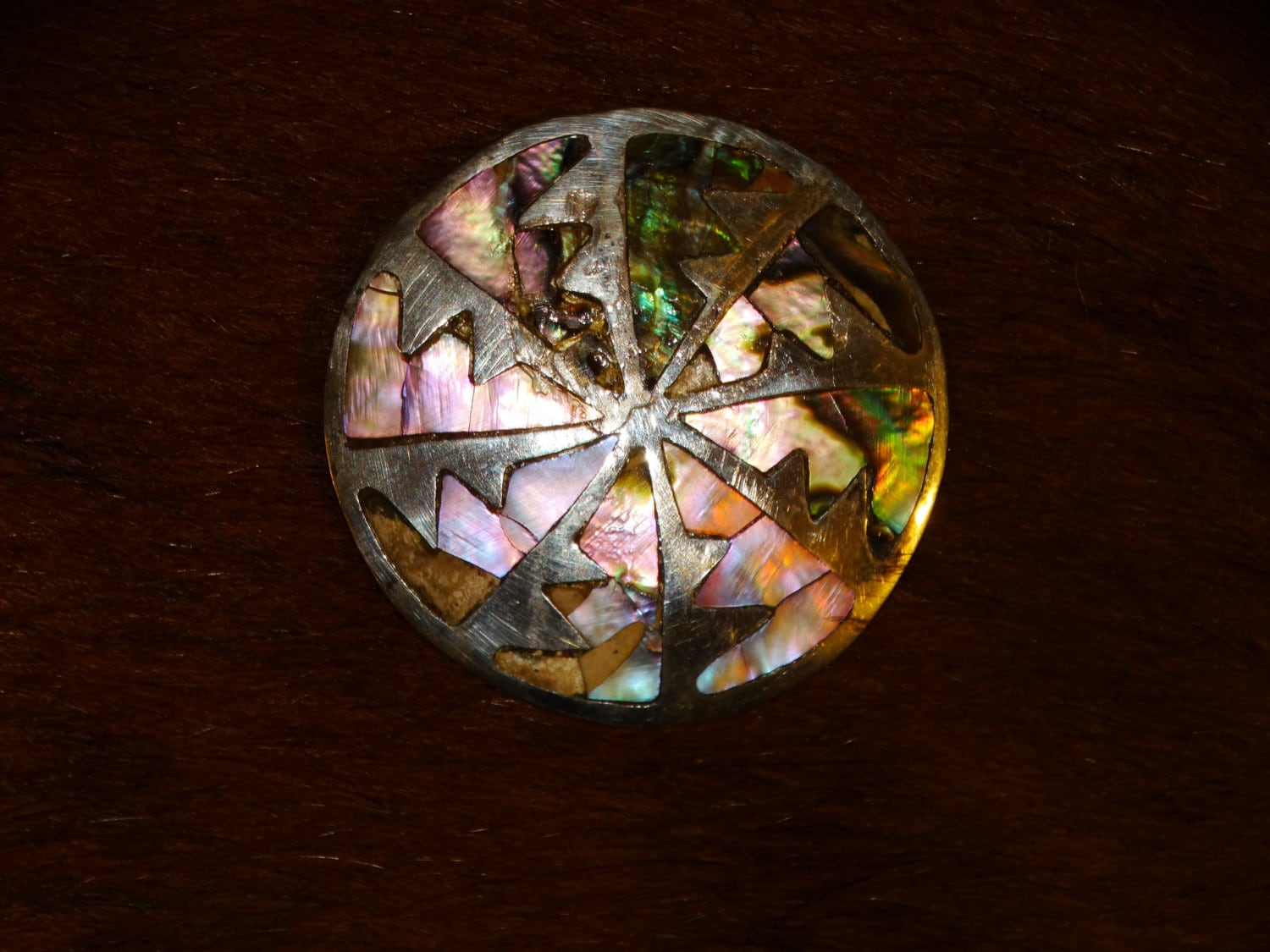 sterling Silber Abalone 1, 90" Durchmesser Brosche/Pin sterling Silber Abalone 1, 90" Durchmesser Brosche/Pin von TreasureHuntingSpot
