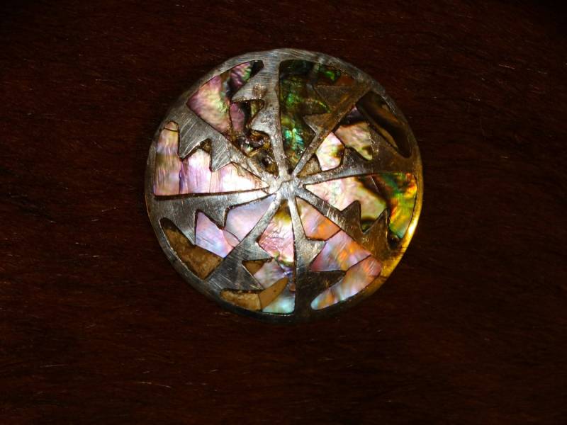 sterling Silber Abalone 1, 90" Durchmesser Brosche/Pin sterling Silber Abalone 1, 90" Durchmesser Brosche/Pin von TreasureHuntingSpot