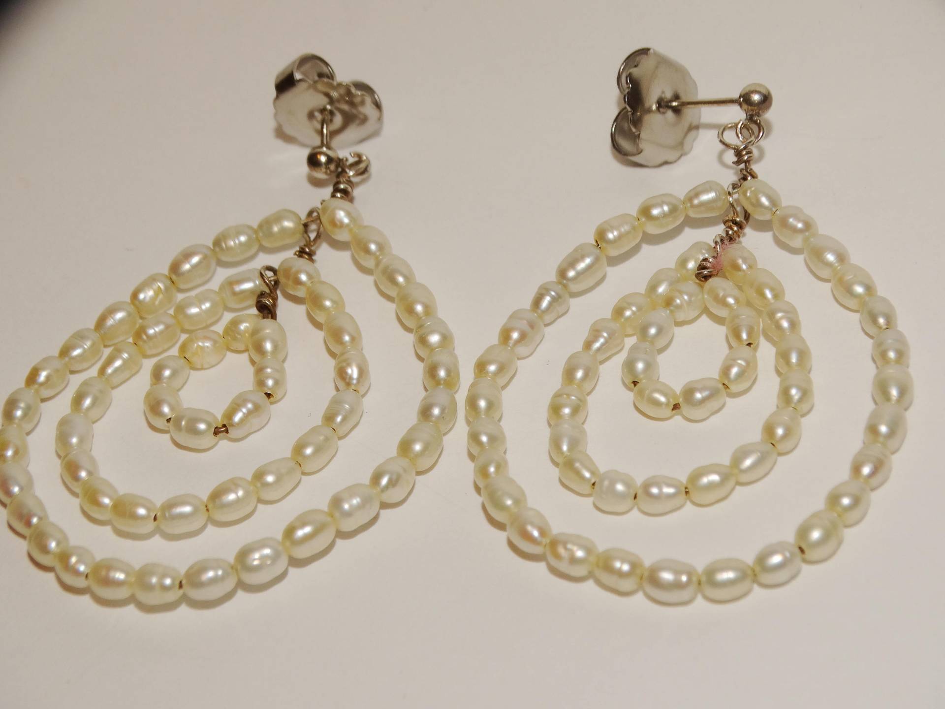 sterling Silber Dreiblättchen Saatperle Baumeln Hoop Ohrringe von TreasureHuntingSpot