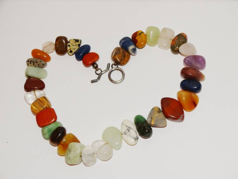 sterling Silber Echte Multicolor Edelsteine 16" Halskette von TreasureHuntingSpot