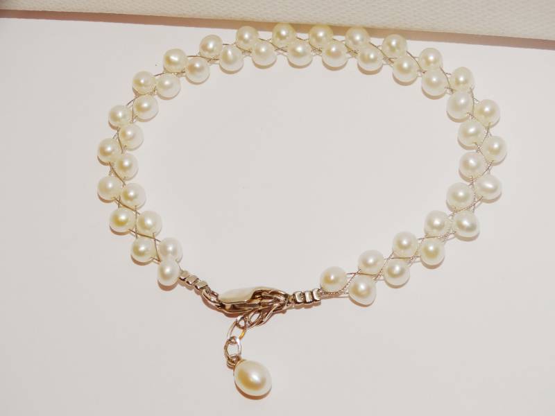 sterling Silber Gestempelt Armband Mit Echten Süßwasserperlen von TreasureHuntingSpot