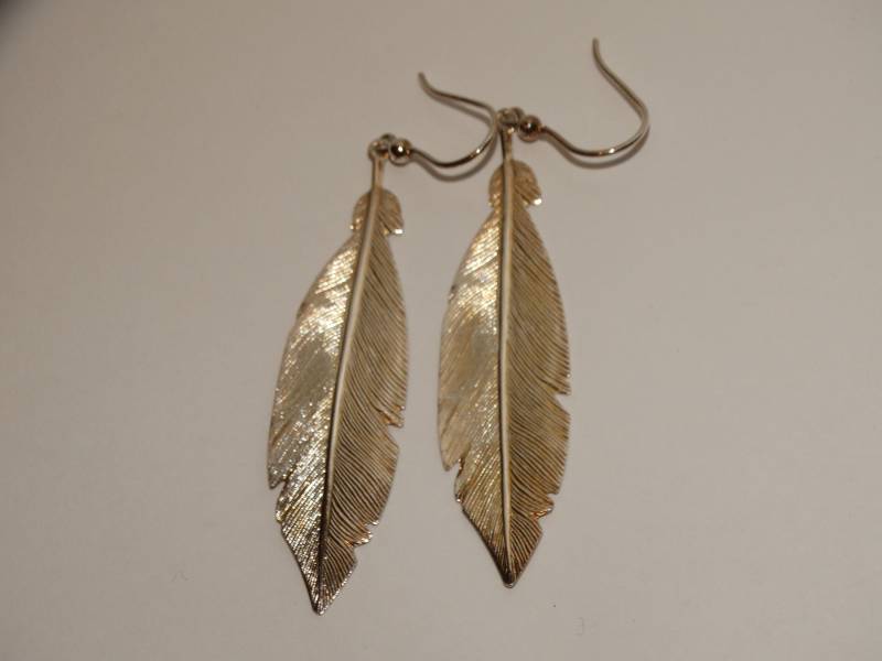 sterling Silber Italien Made Rare 3D Baumeln Feder Ohrringe von TreasureHuntingSpot