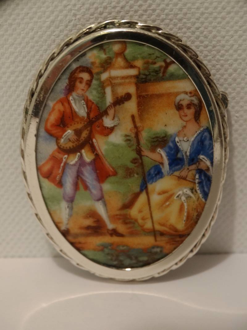 sterling Silber Made in Italy Handbemalte Limoges Brosche von TreasureHuntingSpot