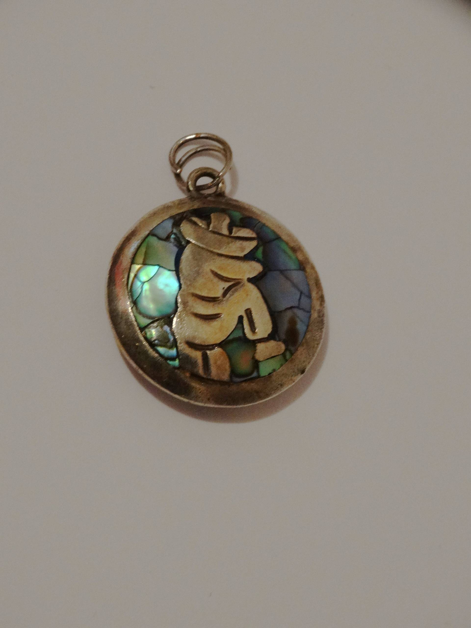 sterling Silber Perlmutt Made in Mexico Wendeanhänger von TreasureHuntingSpot