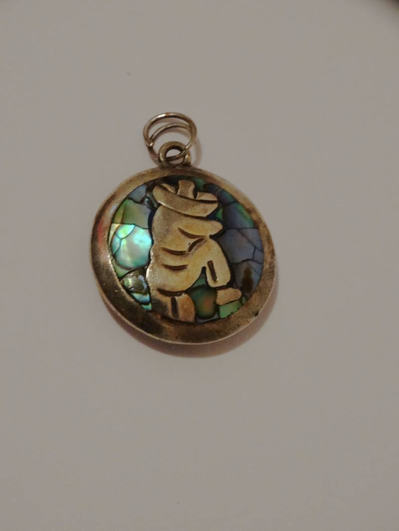 sterling Silber Perlmutt Made in Mexico Wendeanhänger von TreasureHuntingSpot