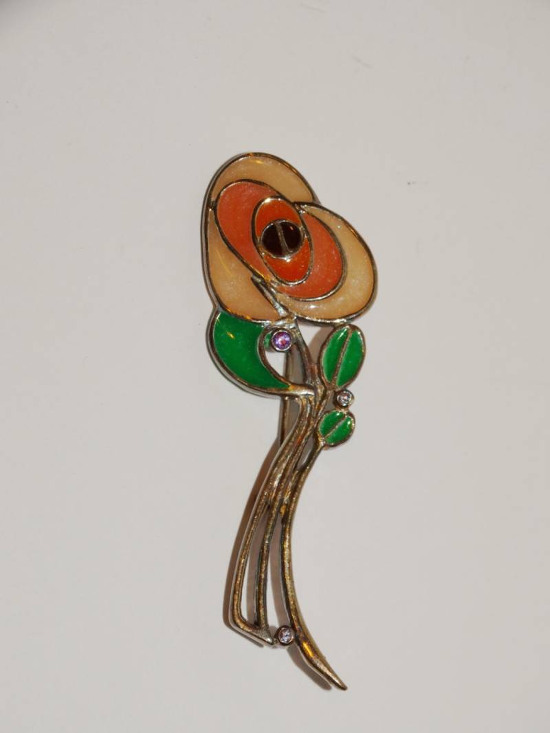 sterling Silber Rosa Glas Und Mix Blumen Brosche von TreasureHuntingSpot