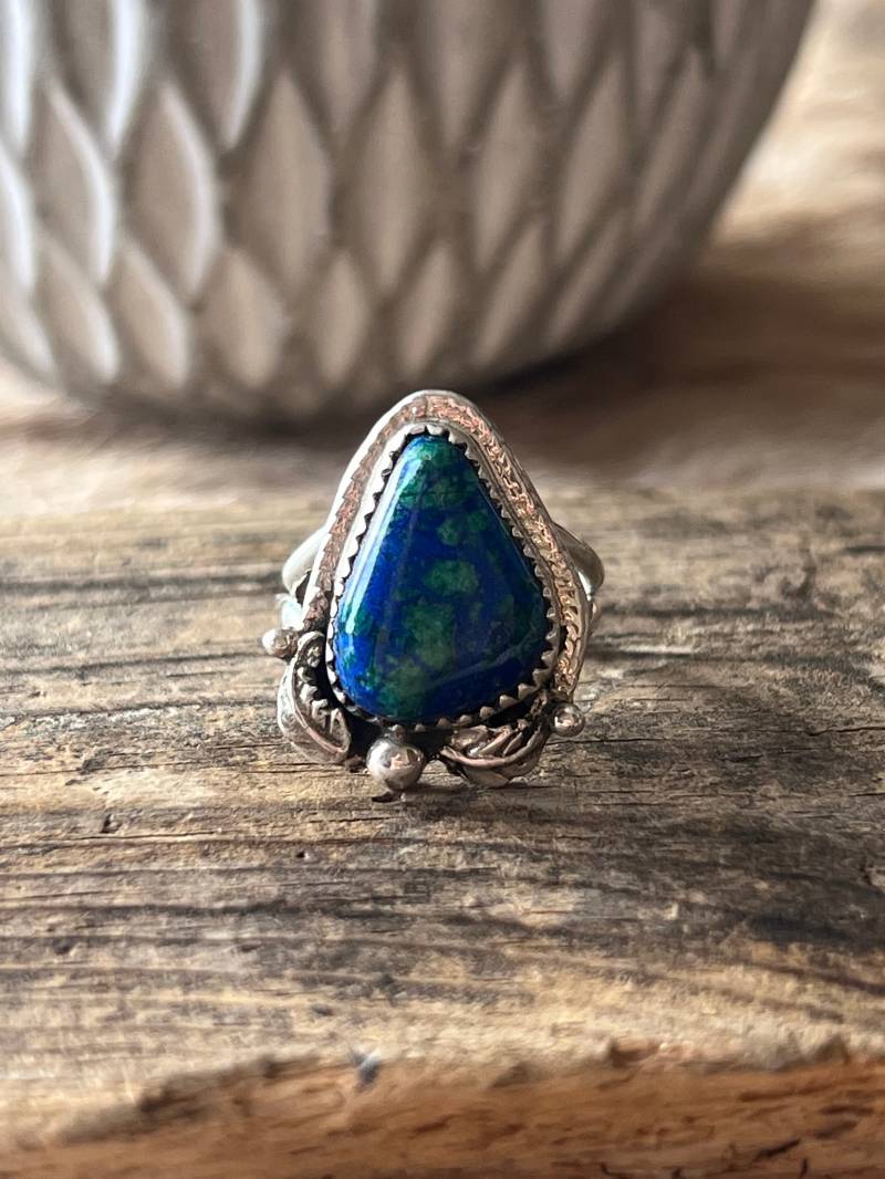 Damen Azurit Und Malachit Ring Sterling Silber Handarbeit Gr. 7.0, R0477 von TreasureMtnTurquoise