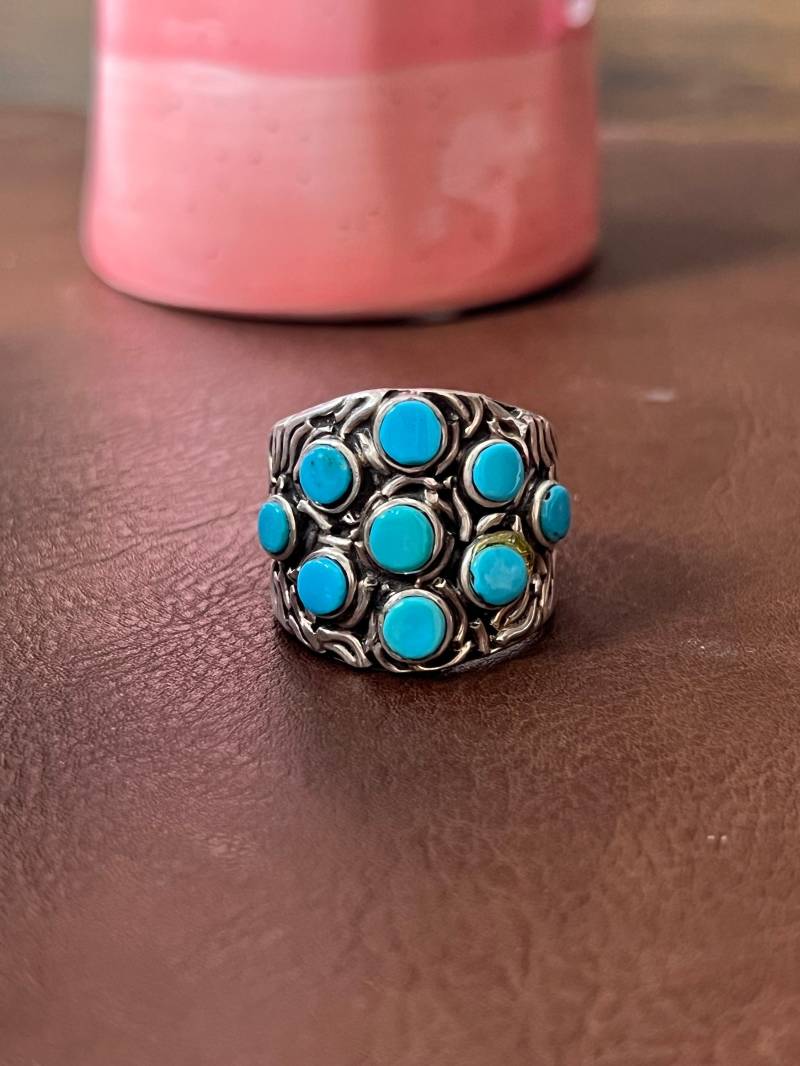 Dornröschen Herrenring Sterling Silber Handarbeit Gr. 10.5, R0438 von TreasureMtnTurquoise