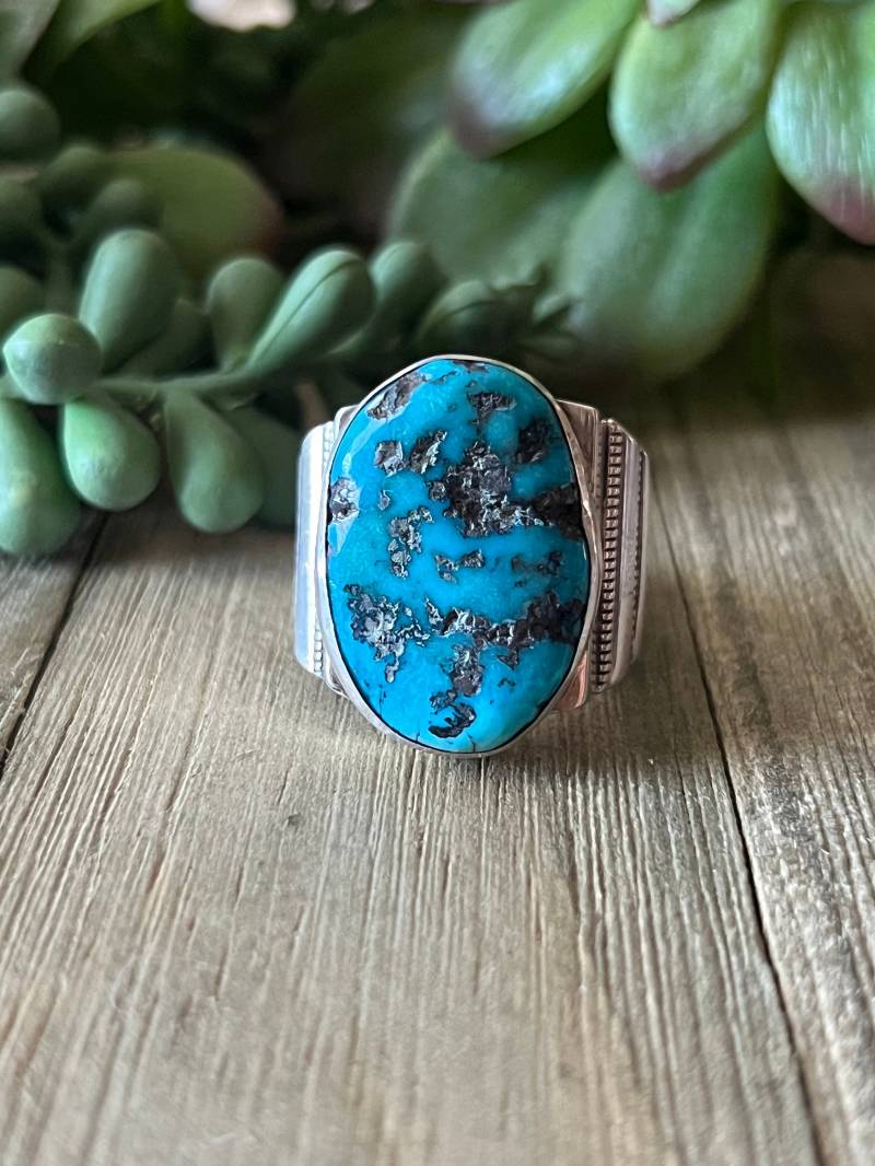 Dornröschen Türkis Ring Sterling Silber Handarbeit Größe 13.0, C187 von TreasureMtnTurquoise