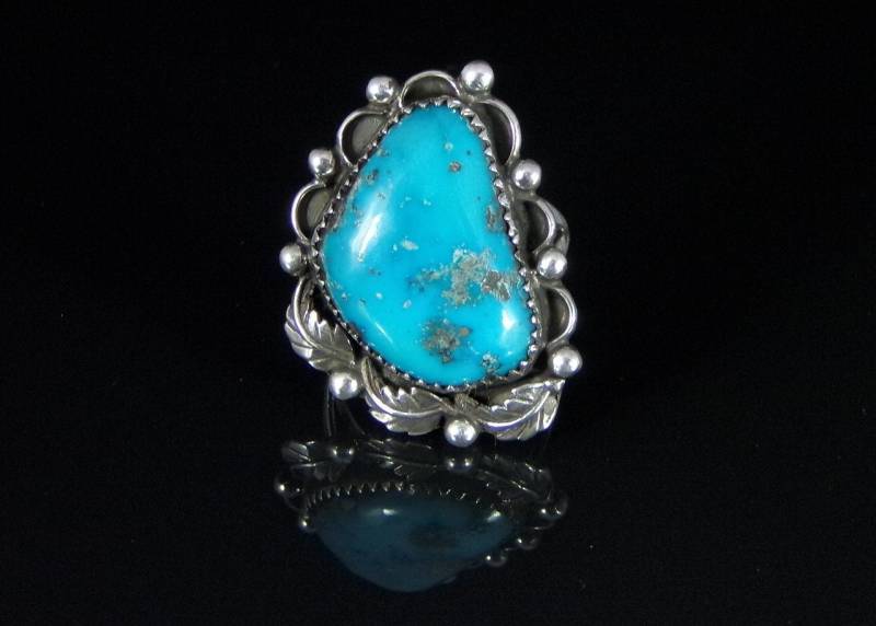 Natürlichen Türkis Ring Sterlingsilber Handgefertigt Größe 7.5, R0190 von TreasureMtnTurquoise
