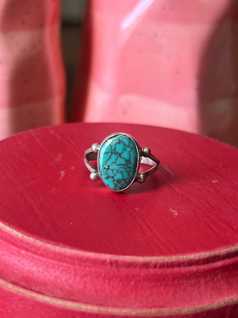 Nummer Acht/8 Türkis Ring Sterling Silber Handarbeit Gr. 8.75, C71 von TreasureMtnTurquoise