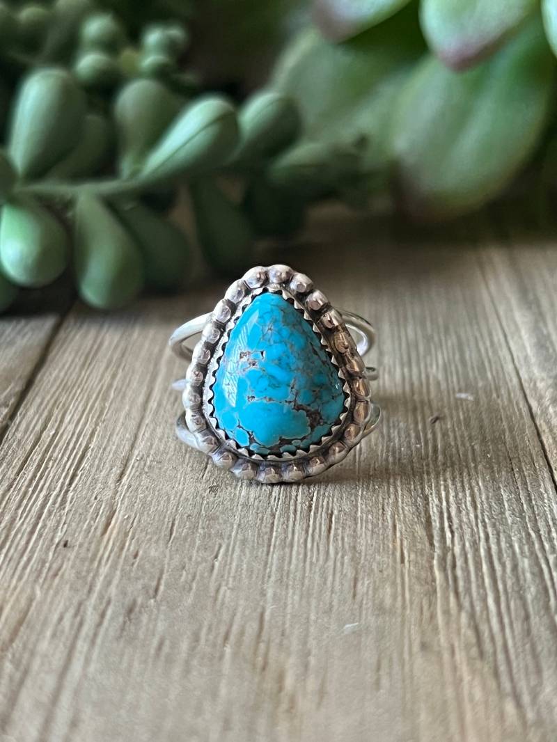 Nummer Acht/8 Türkis Ring Sterling Silber Handarbeit Größe 6.0, C154 von TreasureMtnTurquoise