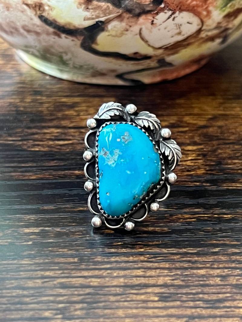 Pfau Türkis Ring Sterling Silber Handarbeit Größe 12.5, C69 von TreasureMtnTurquoise