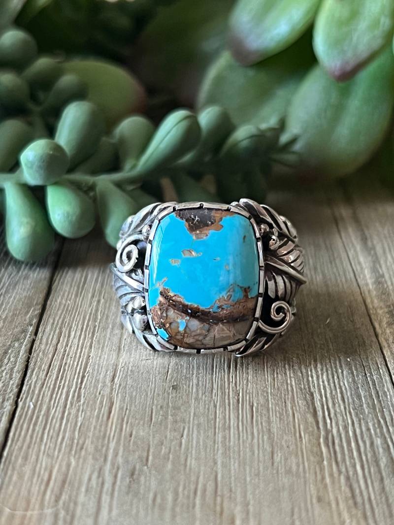 Royston Herren Ring Sterling Silber Handarbeit Gr. 38, 5 cm C186 von TreasureMtnTurquoise