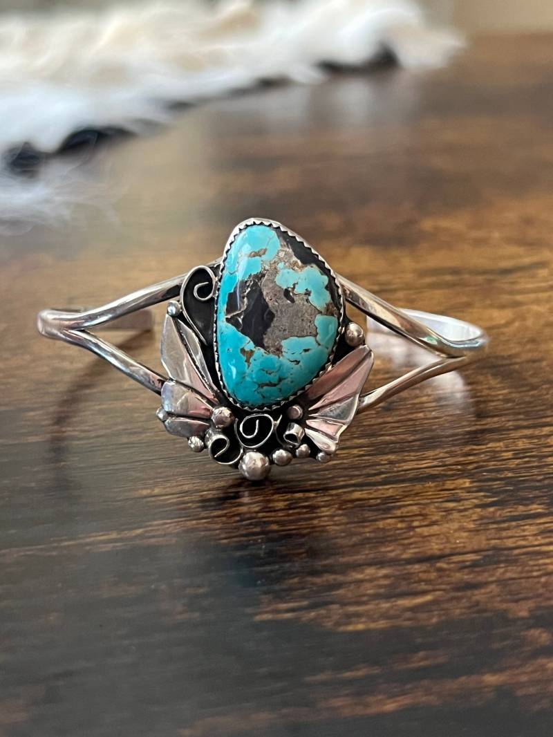 Türkis Armband Sterling Silber Handarbeit, M3 von TreasureMtnTurquoise