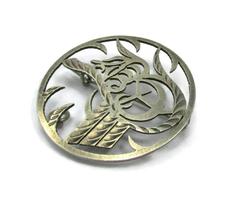 800 Silber Offene Arbeit Brosche Pin Anhänger Vintage Kostüm Schmuck Geschenk Ideen Designer Unsigniert Schal Einfache 1980Er Jahre Modernist von TreasureTrovebyTish