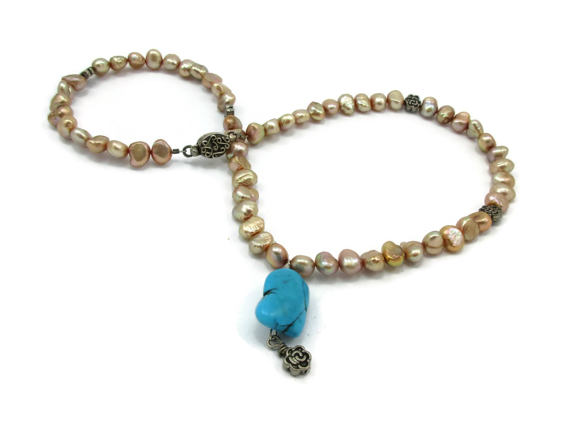 925 Champagner Barocke Zuchtperle Kette 18 Zoll Lang Braut Prom Schmuck Designer Vintage Kostüm Geschenk-Ideen von TreasureTrovebyTish