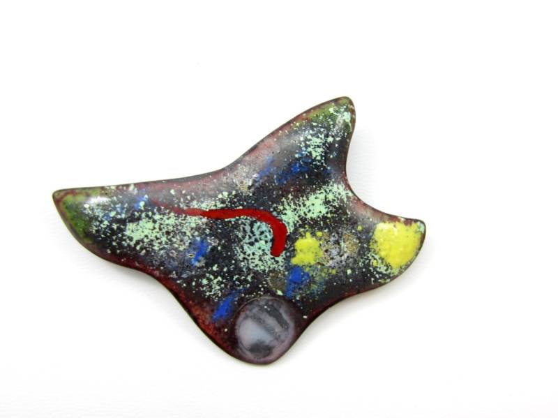 Abstrakte Kupfer Emaillierte Brosche Paint Splash Pin Modernist 1960 Atomic Mid Century Retro Moderne Aussage Stück Industrie von TreasureTrovebyTish