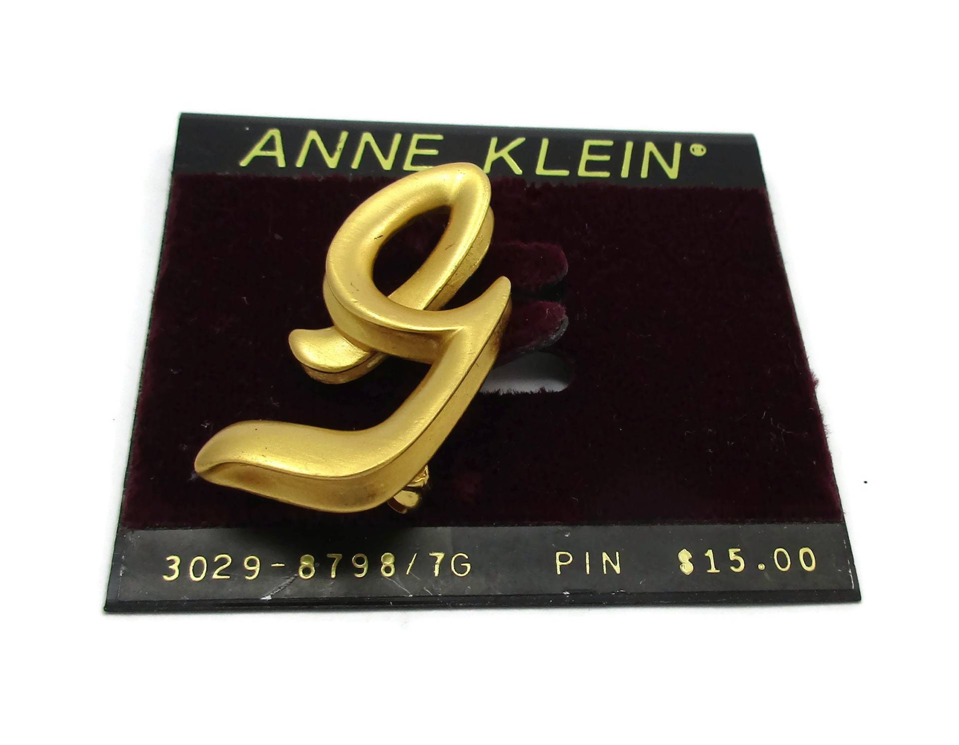 Ak Anne Klein Gold-Ton Buchstabe G Einfache Pin Entwerfer Signiert Design Vintage Immobilienverkauf Schmuck Geschenk Ideen Schal Brosche von TreasureTrovebyTish