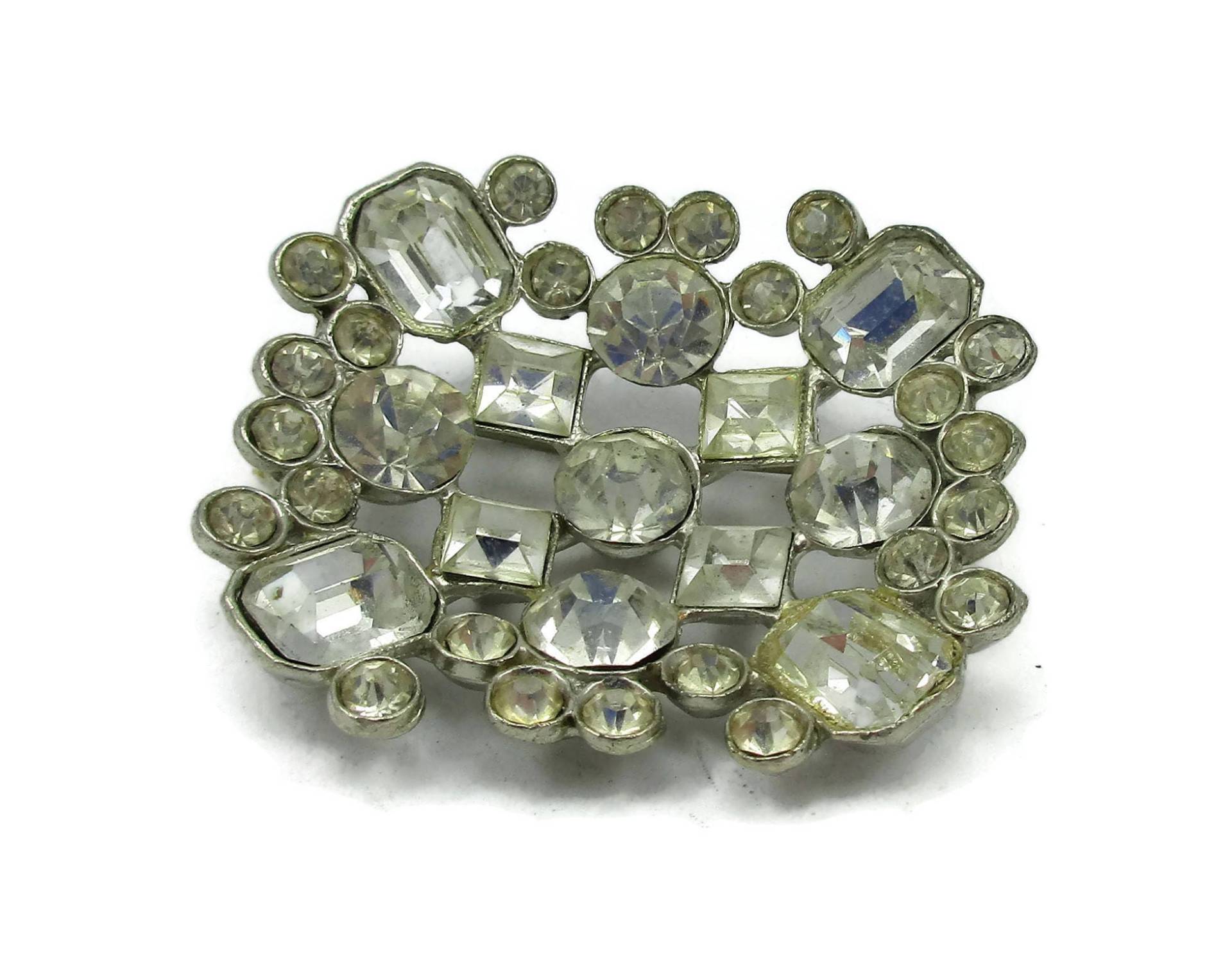 Alte Klare Strass Brosche Pin Silber Ton Braut Bouquet Designer Vintage Kostüm Schmuck Schal Geschenkideen von TreasureTrovebyTish