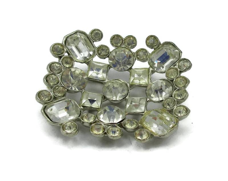 Alte Klare Strass Brosche Pin Silber Ton Braut Bouquet Designer Vintage Kostüm Schmuck Schal Geschenkideen von TreasureTrovebyTish