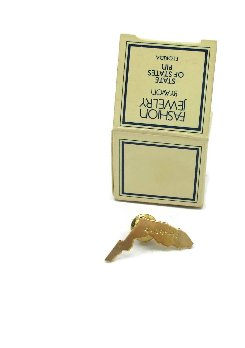 Avon Gold Ton Zustand State Of States Pin Florida Brosche Tie Tac Nos Kleine Revers Schal Pullover Vintage Schmuck Kostüm Nuss von TreasureTrovebyTish