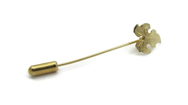 Blatt Gold Hut Stick Pin Ton Brosche Einfache Designer Signiert Vintage Estate Schmuck Geschenk Ideen Schal Der 1980Er Jahre von TreasureTrovebyTish