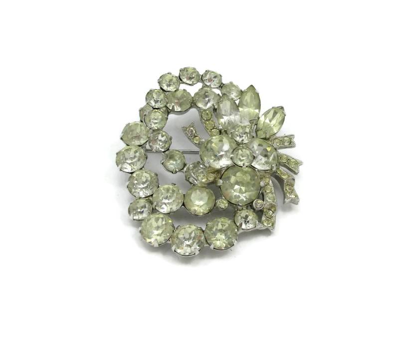 Eisenberg Eis Vintage Klar Strass Pin Rhodium Platte Brosche 1950Er Jahre Silber Ton Designer Signiert Schmuck Geschenkideen Prong Set von TreasureTrovebyTish