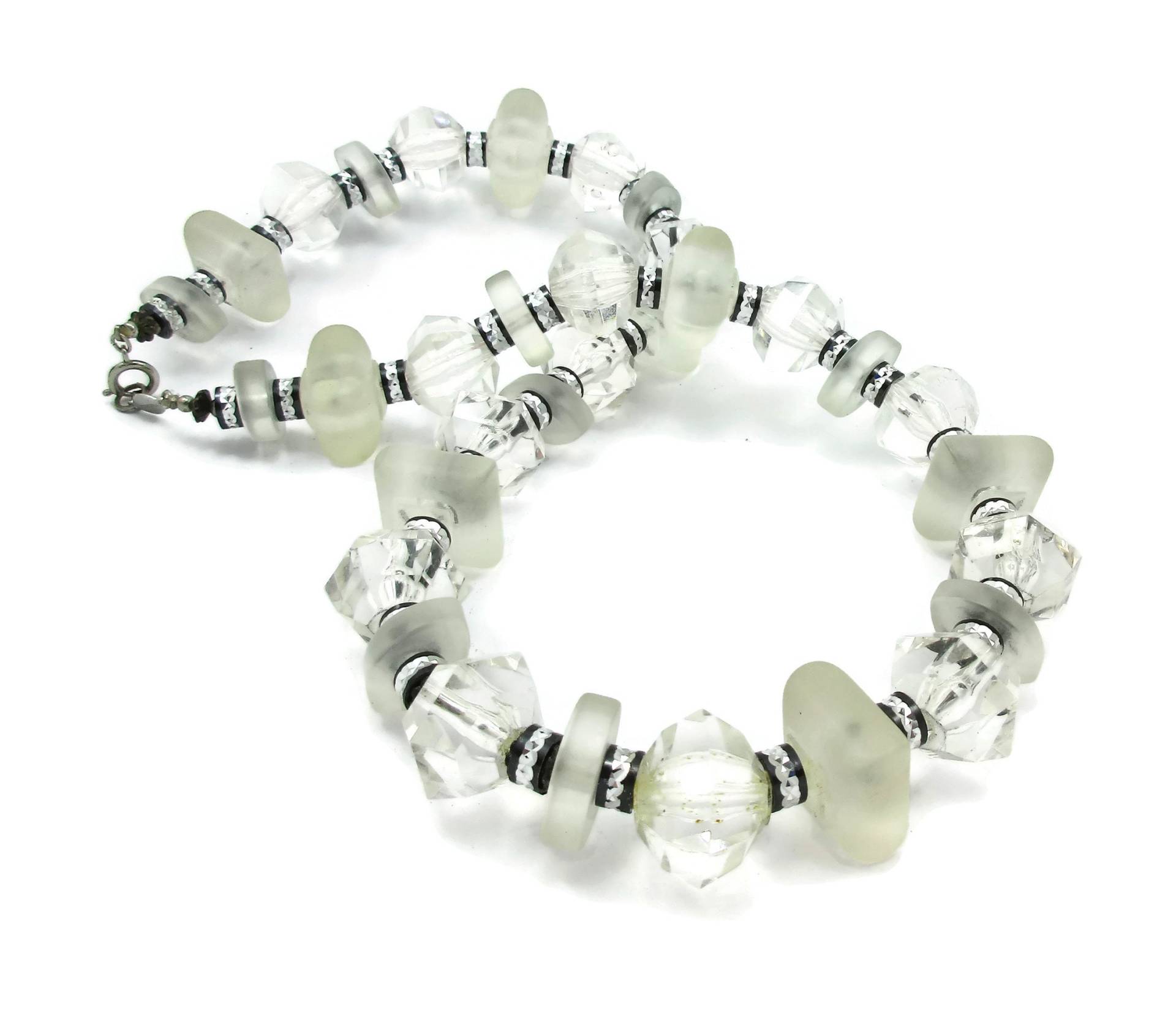 Freirich Klar Strass Silber Ton Halsband Halskette Braut Schmuck 24 Zoll Geschenk Ideen Einstellbar High End Vintage Kostüm Paula von TreasureTrovebyTish