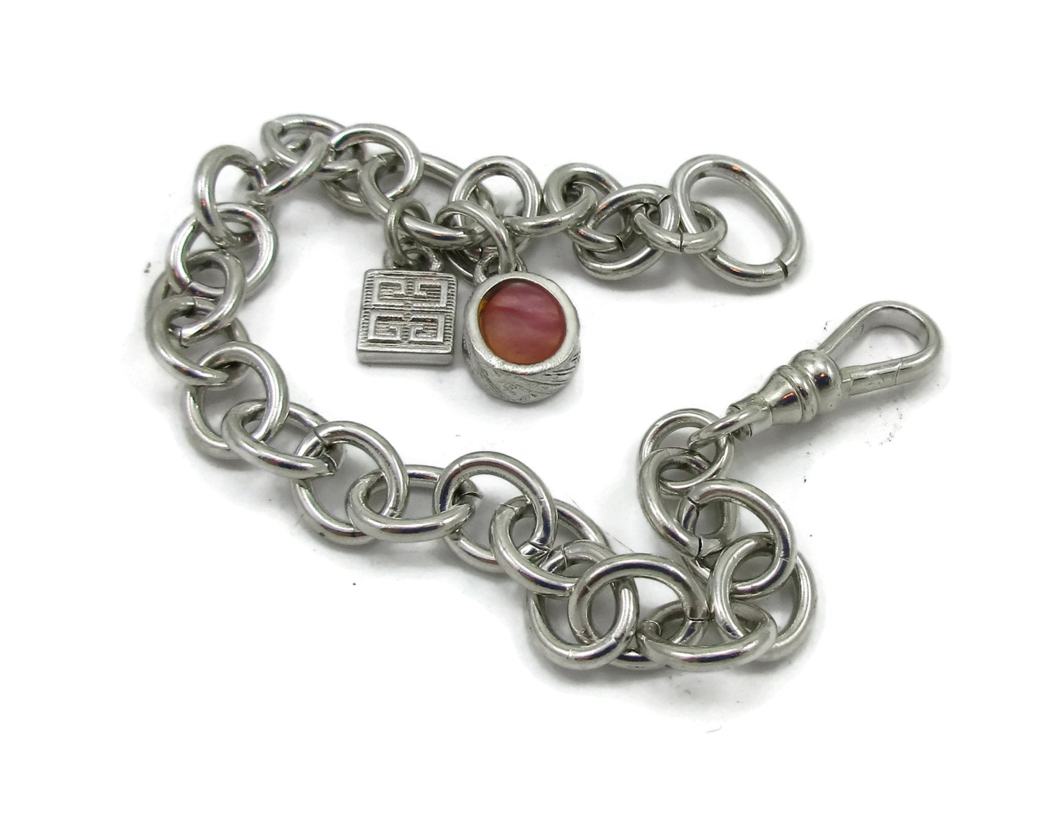 Givenchy Silber Charm Armband G Logo 7 Zoll 1980Er Jahre Nos Geschenkidee Vintage Estate Kostüm Schmuck Modernist von TreasureTrovebyTish