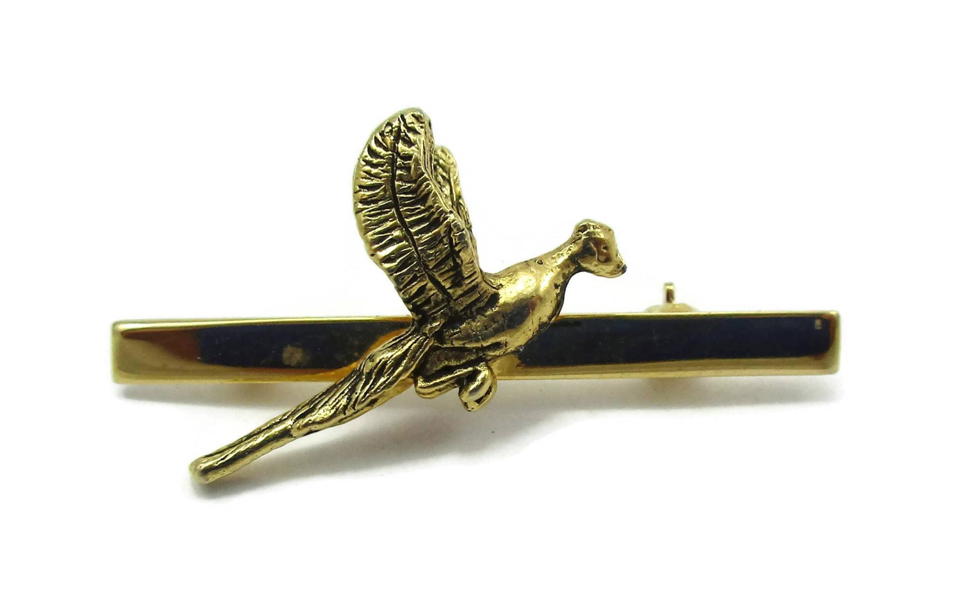 Gold Brooch Flying Duck Scroll Pin Bar Vintage Schmuck Weihnachtsgeschenk Ideas Shaf Shawl Stocking Stuffer Animal Designer von TreasureTrovebyTish