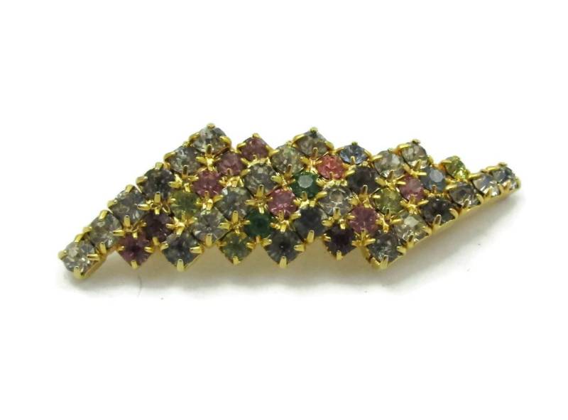Gold Pastell Farben Strass Pin Kleine Brosche Blume Strukturierte Designer Runway Estate Kostüm Vintage Schal von TreasureTrovebyTish